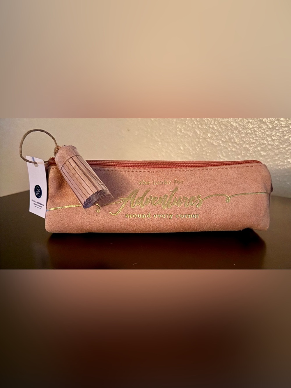 Santa Barbara Design Studio Blush Suede Adventure Pencil Makeup Case NWT - Picture 2 of 4
